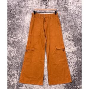 Anthropologie Pants 25 Womens Pilcro Wide Leg Cargo Cotton Canvas